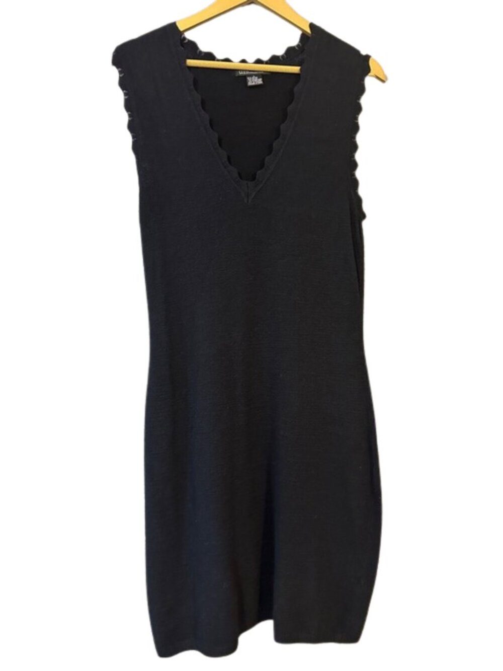 Vintage 90s Guess Collection Scalloped Knit Mini Dress - Black - Size L